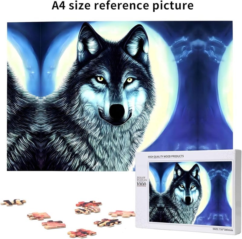 لغز بازل من 1000 قطعة للكبار بعنوان "ذئب فايا تحت القمر" لتزيين المنزل مقاس 29.5 × 19.7 بوصة - Image 5